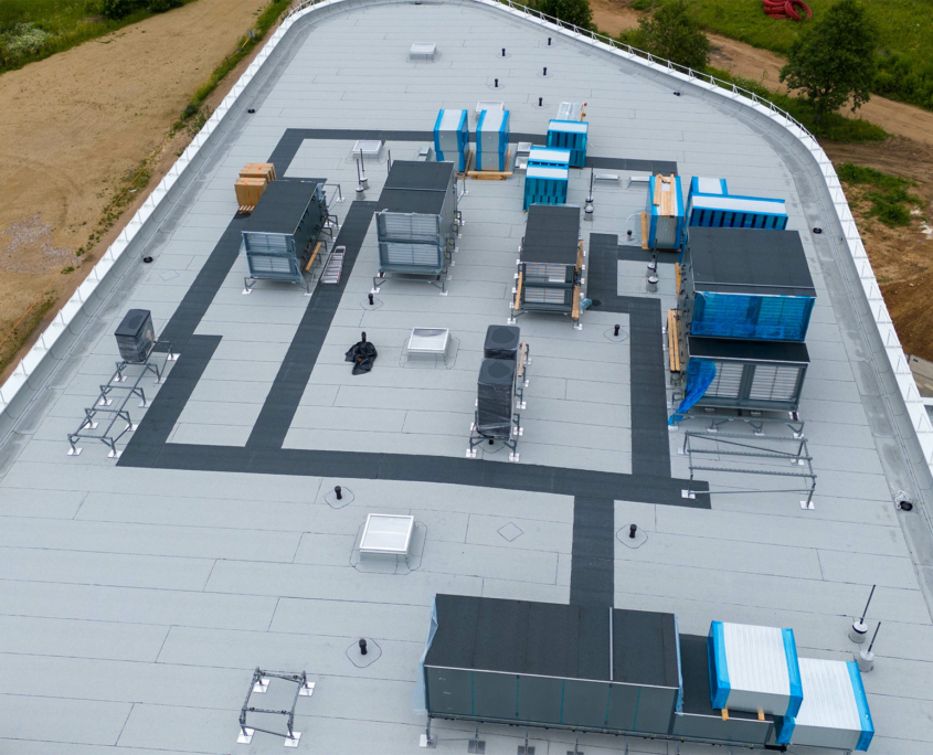 Aerial View Of Rooftop Hvac Systems