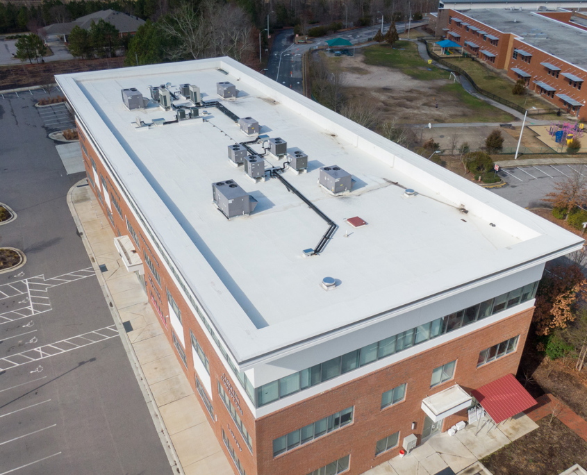 Drone Photos Of Tpo Commercial & Residential Roofing Building